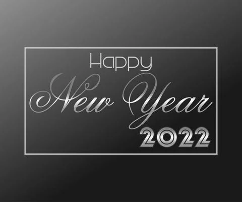 Silver new year 2022 text effect on black background Stock Illustration