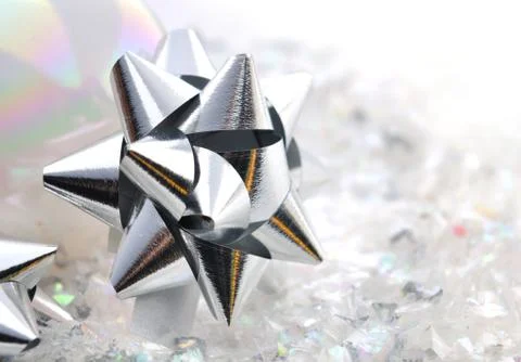 Silver node bright paper on confetti Stock Photos