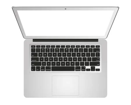 Silver notebook computer mockup top angle Stock Illustration