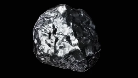 Silver nugget demonstration rendered in UHD with alpha matte Stock-Footage 202323512