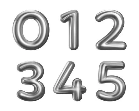Silver Number Balloons 0 to 5 Stock Illustration