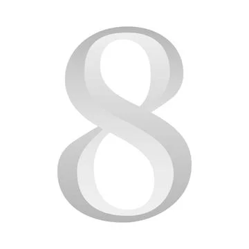Silver Number Eight Vector Illustration With Gradient. Stock Illustration
