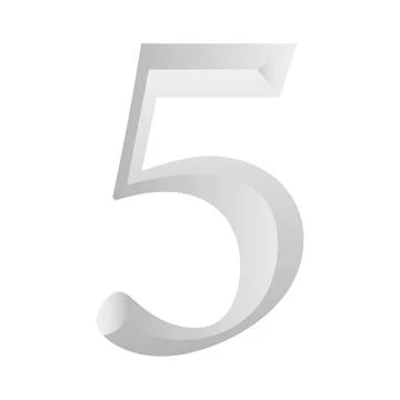 Silver Number Five Vector Illustration With Gradient. Stock Illustration