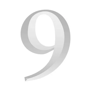 Silver Number Nine Vector Illustration With Gradient. Stock Illustration