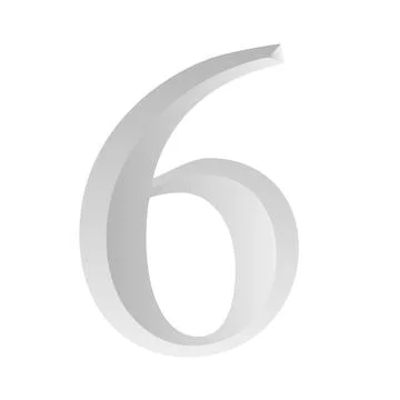 Silver Number Six Vector Illustration With Gradient. Stock Illustration