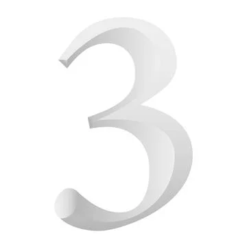 Silver Number Three Vector Illustration With Gradient. Stock Illustration