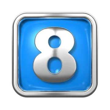 Silver Numbers in Frame, on Blue Background. Stock Illustration