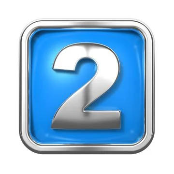 Silver Numbers in Frame, on Blue Background. Illustrazione stock