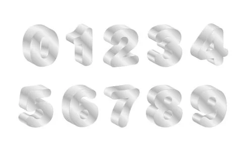 Silver numbers icon on the white background Stock Illustration