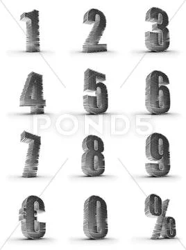 Silver numbers Stock Illustration