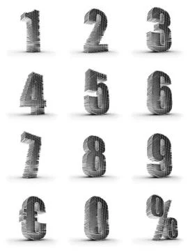 Silver numbers Stock Illustration