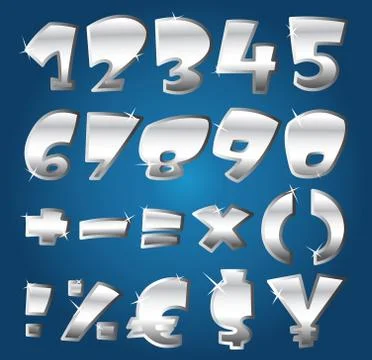 Silver numbers Stock Illustration