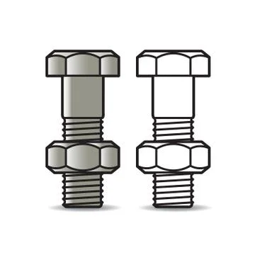 Silver nut &amp; bolt Stock Illustration