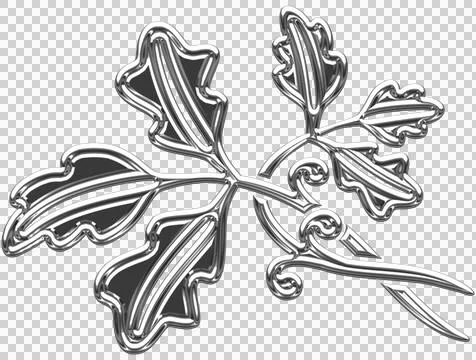 Silver oak leaves Stock Illustration