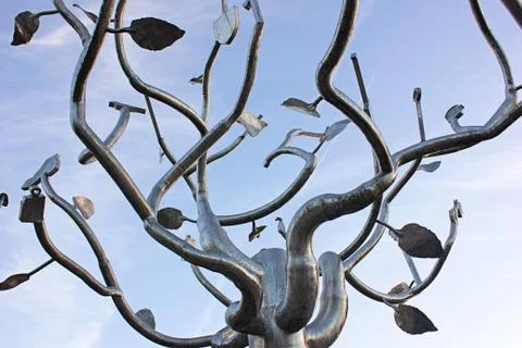 A silver object abstract metal tree art Stock Photos