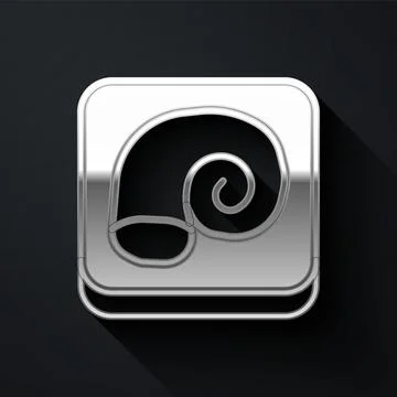 Silver Octopus on a plate icon isolated on black background. Long shadow styl Stock Illustration