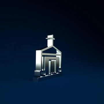 Silver Old crypt icon isolated on blue background. Cemetery symbol. Ossuary o Ilustración de archivo