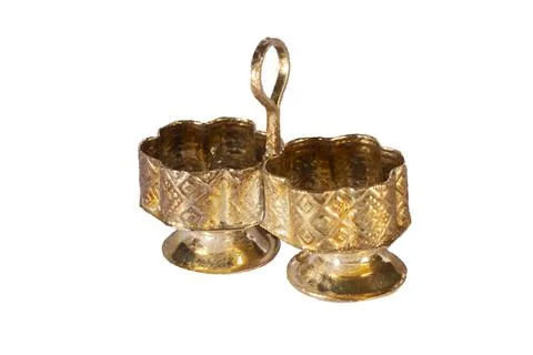 Silver old empty antique container isolated on white background Stock Photos