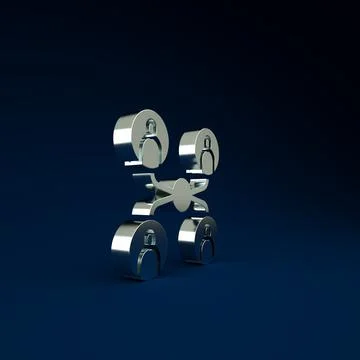 Silver Online class icon isolated on blue background. Online education concep Stock Illustration