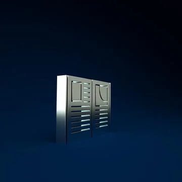 Silver Open book icon isolated on blue background. Minimalism concept. 3d ill Stock Illustration