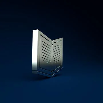 Silver Open book icon isolated on blue background. Minimalism concept. 3d ill Stock Illustration