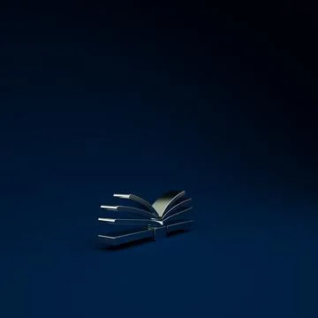 Silver Open book icon isolated on blue background. Minimalism concept. 3d ill Stock Illustration
