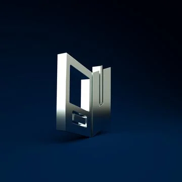 Silver Open book icon isolated on blue background. Minimalism concept. 3d ill Stockillustratie