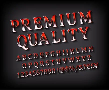 Silver or Chrome Metallic Font Set. Stock Illustration