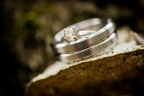 Silver or Platinum Diamond Wedding Ring Stock Photos