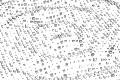 Silver or white gold platinum blocks cubes over white background. Modeling 3d Stock Illustration