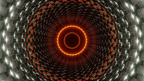 Silver with Orange Cylindrical Mechanism Background VJ Loop in 4K Stock Footage 247645880