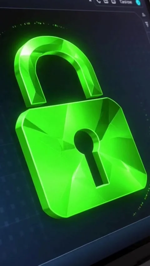 Silver padlock symbolizes digital security and encryption technology for da.. Stock-Footage 320812143