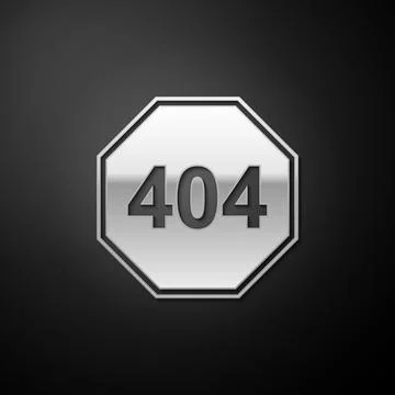 Silver Page with a 404 error icon isolated on black background. Template reports Stock Illustration