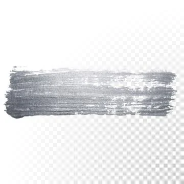 Silver paint brush stain or smudge stroke and abstract paintbrush glittering  Stock Illustration