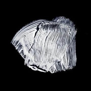 Silver paint brush stroke texture isolated on black background, glamour make- Stock Photos