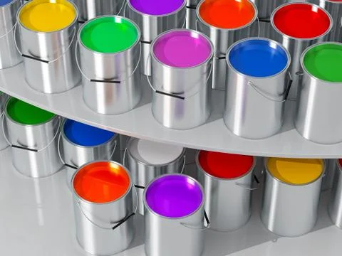 Silver Paint Buckets Stock Illustration