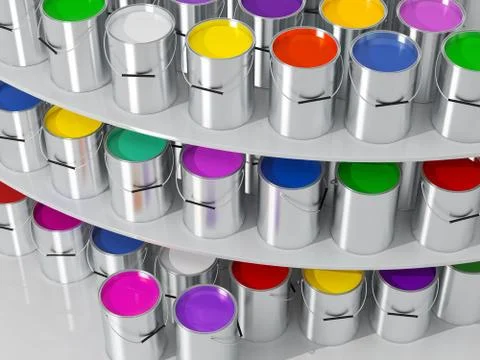 Silver Paint Buckets Stock Illustration