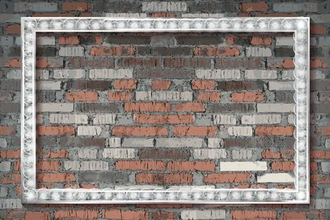 Silver painted horizontal rectangular frame Stock Illustration