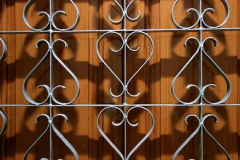 Silver Painted Window Grill Stock Photos