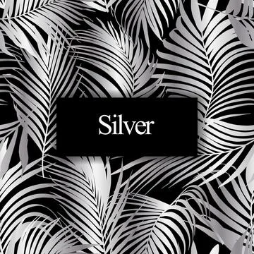 Silver palm leaf vector seamless pattern Illustrazione stock