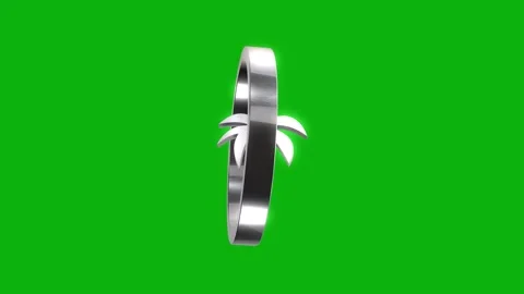 Silver palm tree logo rotating in circle on green screen background, motion.. Stock Footage 346499423