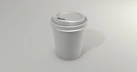 Silver Paper Coffee Cup on a Grey Studio Background. 3D render. イラスト素材