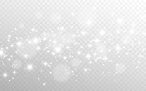 Silver particles. White sparks. Abstract glitter with stars. Magic bokeh effect Stock Illustration