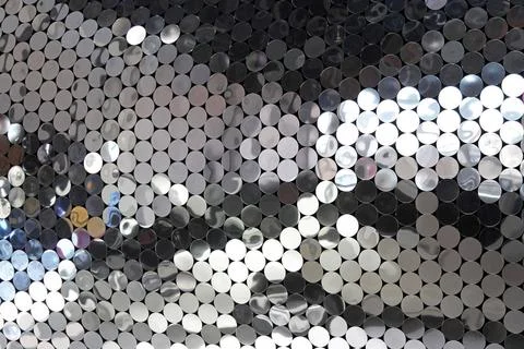 Silver pattern Wall of blue mirrors in a shape of circles Copyright: xZoon... 스톡 사진