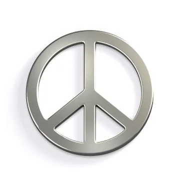 Silver Peace Sign. 3D Render Illustration Stock Illustration