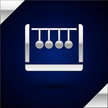 Silver Pendulum icon isolated on dark blue background. Newtons cradle. Vector 스톡 일러스트