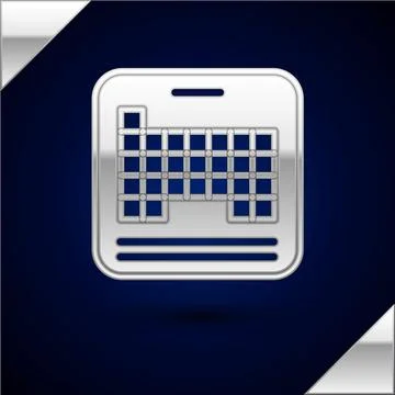 Silver Periodic table of the elements icon isolated on dark blue background Stock Illustration