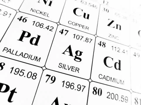 Silver on the periodic table of the elements Foto stock