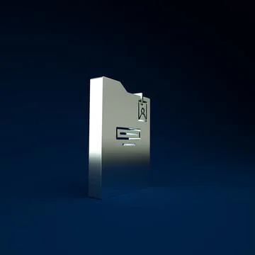 Silver Personal folder icon isolated on blue background. Minimalism concept.  Stock-Illustration