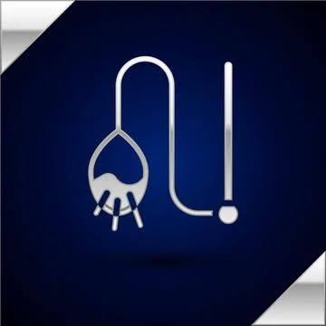 Silver Pet cat toy icon isolated on dark blue background.  Vector Stock Illustration